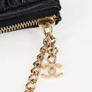 CHANEL Chain Gathered Hand Bag Lamb Skin Black Gold CC Auth yk18016M-8