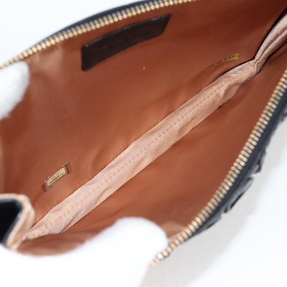 CHANEL Chain Gathered Hand Bag Lamb Skin Black Gold CC Auth yk18016AM