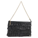CHANEL Chain Gathered Hand Bag Lamb Skin Black Gold CC Auth yk18016M-1