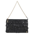 CHANEL Chain Gathered Hand Bag Lamb Skin Black Gold CC Auth yk18016AM-13