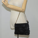 CHANEL Chain Gathered Hand Bag Lamb Skin Black Gold CC Auth yk18016M-25