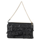CHANEL Chain Gathered Hand Bag Lamb Skin Black Gold CC Auth yk18016M-2