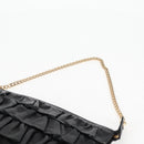 CHANEL Chain Gathered Hand Bag Lamb Skin Black Gold CC Auth yk18016AM-14