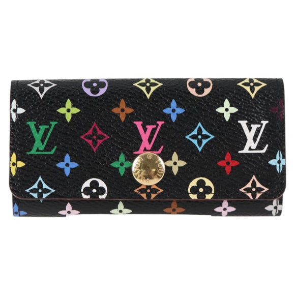 LOUIS VUITTON Multicolor Multicles 4 Key Case Black M93732 LV Auth yk18052A