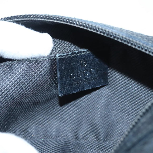 GUCCI GG Canvas Pouch Black Silver 245947 Auth yk18072