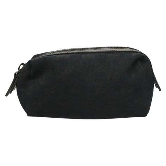 GUCCI GG Canvas Pouch Black Silver 245947 Auth yk18072