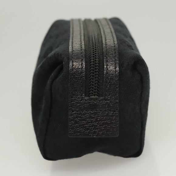 GUCCI GG Canvas Pouch Black Silver 245947 Auth yk18072
