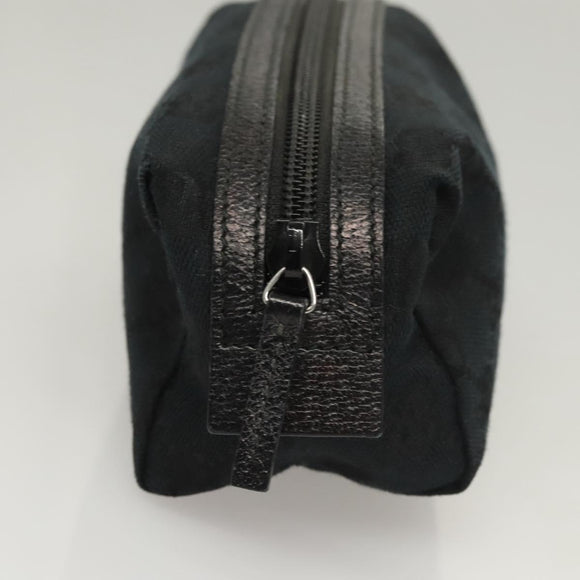 GUCCI GG Canvas Pouch Black Silver 245947 Auth yk18072