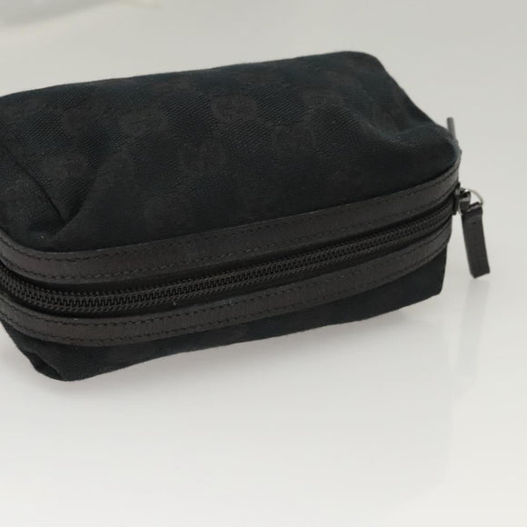 GUCCI GG Canvas Pouch Black Silver 245947 Auth yk18072