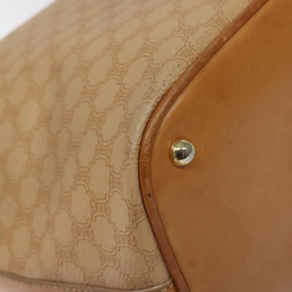 CELINE Macadam Canvas Shoulder Bag PVC Leather Beige Gold Auth yk18087