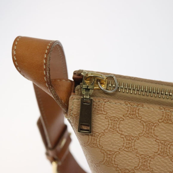 CELINE Macadam Canvas Shoulder Bag PVC Leather Beige Gold Auth yk18087