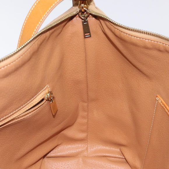CELINE Macadam Canvas Shoulder Bag PVC Leather Beige Gold Auth yk18087