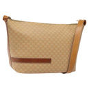 CELINE Macadam Canvas Shoulder Bag PVC Leather Beige Gold Auth yk18087-1