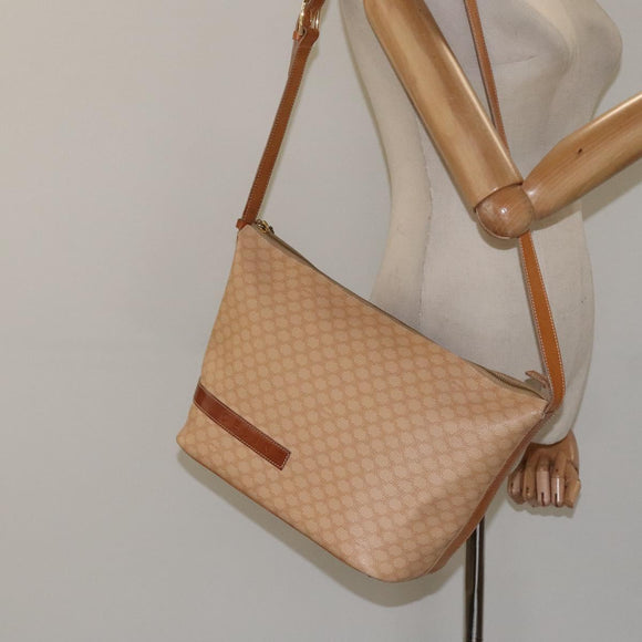 CELINE Macadam Canvas Shoulder Bag PVC Leather Beige Gold Auth yk18087