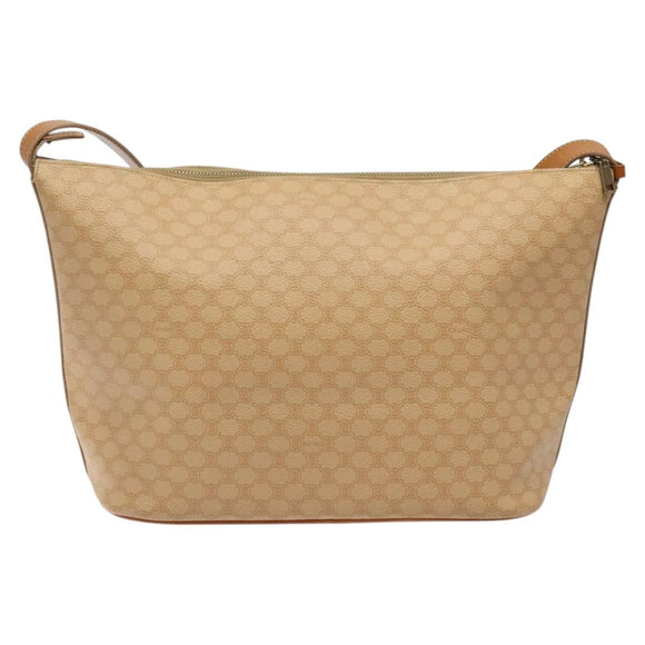 CELINE Macadam Canvas Shoulder Bag PVC Leather Beige Gold Auth yk18087