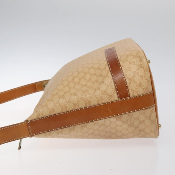 CELINE Macadam Canvas Shoulder Bag PVC Leather Beige Gold Auth yk18087