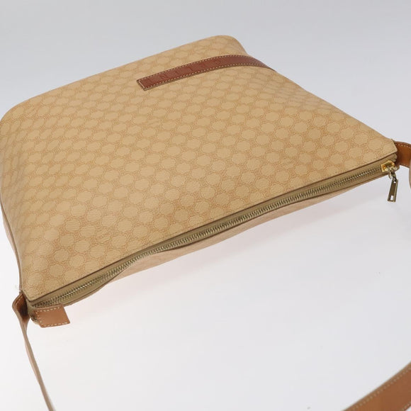 CELINE Macadam Canvas Shoulder Bag PVC Leather Beige Gold Auth yk18087