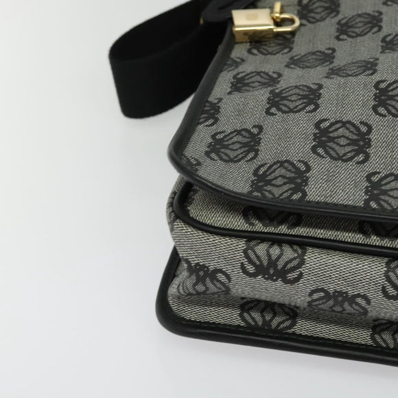 LOEWE Anagram Shoulder Bag PVC Leather Gray Gold Auth yk18093