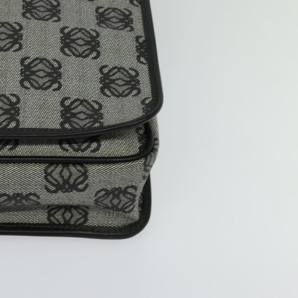 LOEWE Anagram Shoulder Bag PVC Leather Gray Gold Auth yk18093