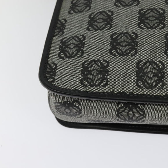 LOEWE Anagram Shoulder Bag PVC Leather Gray Gold Auth yk18093