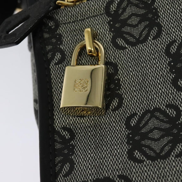 LOEWE Anagram Shoulder Bag PVC Leather Gray Gold Auth yk18093