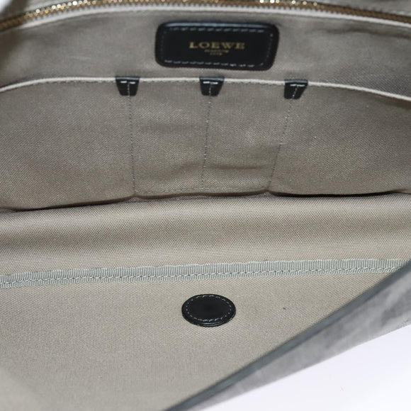 LOEWE Anagram Shoulder Bag PVC Leather Gray Gold Auth yk18093