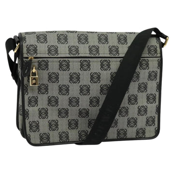 LOEWE Anagram Shoulder Bag PVC Leather Gray Gold Auth yk18093