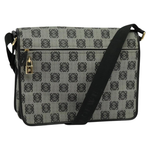 LOEWE Anagram Shoulder Bag PVC Leather Gray Gold Auth yk18093