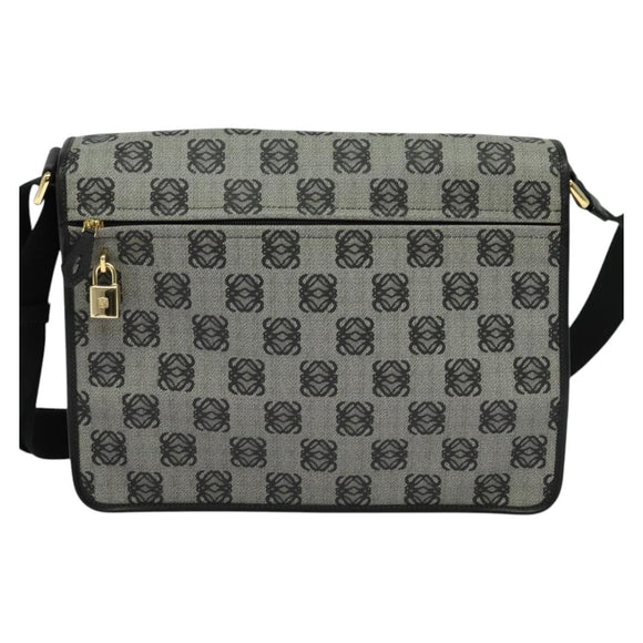 LOEWE Anagram Shoulder Bag PVC Leather Gray Gold Auth yk18093