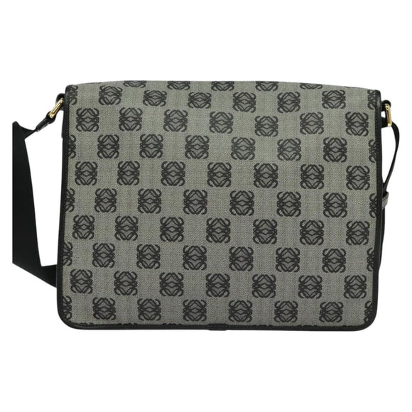 LOEWE Anagram Shoulder Bag PVC Leather Gray Gold Auth yk18093