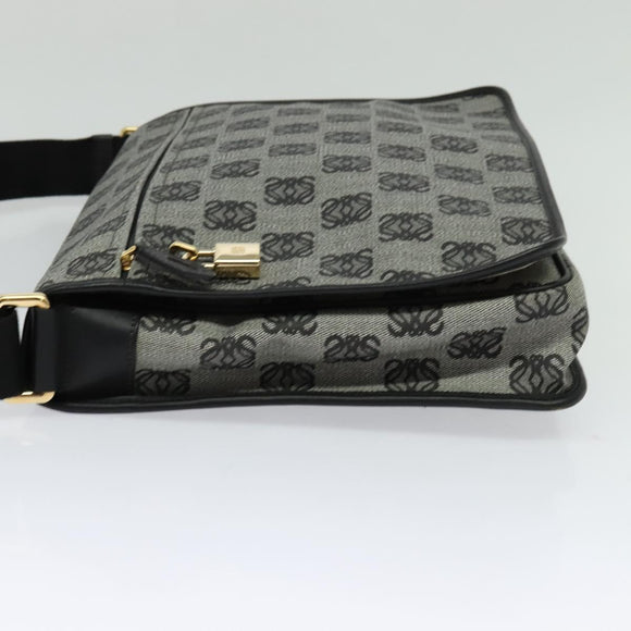 LOEWE Anagram Shoulder Bag PVC Leather Gray Gold Auth yk18093