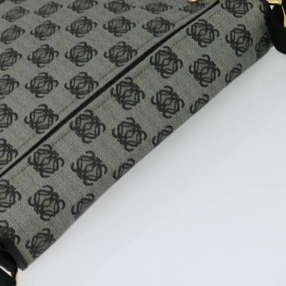 LOEWE Anagram Shoulder Bag PVC Leather Gray Gold Auth yk18093
