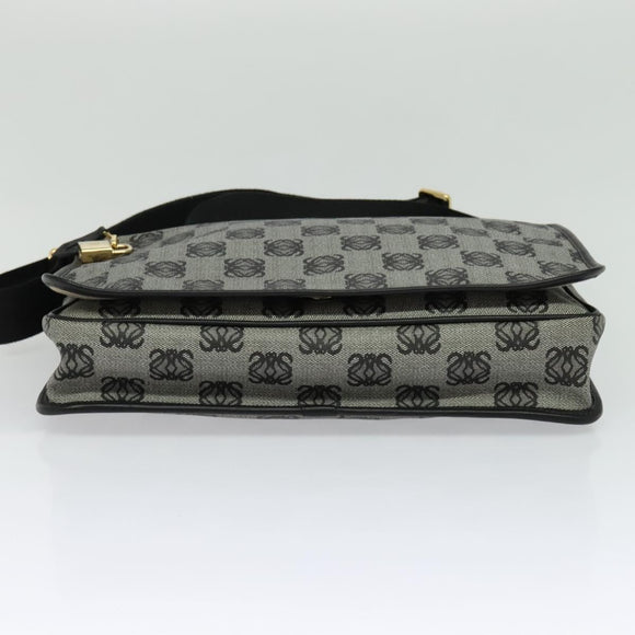 LOEWE Anagram Shoulder Bag PVC Leather Gray Gold Auth yk18093