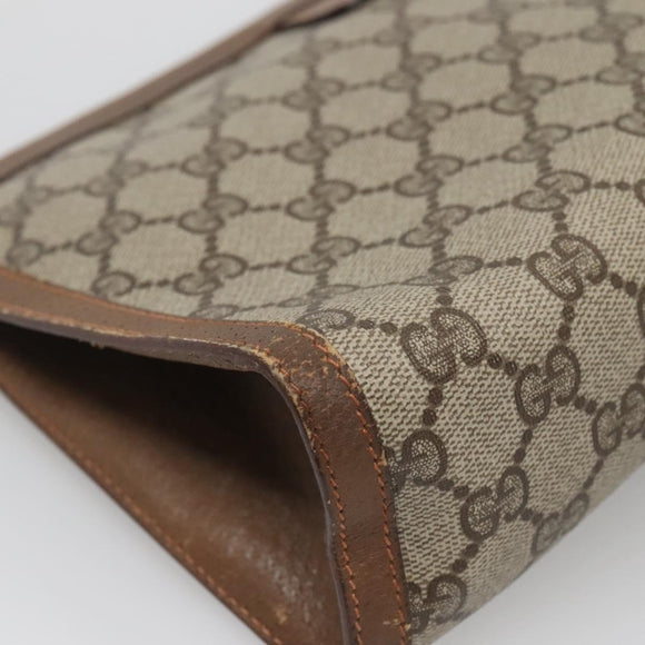 GUCCI GG Supreme Web Sherry Line Bag PVC Leather Beige 89 01 033 Auth yk18097