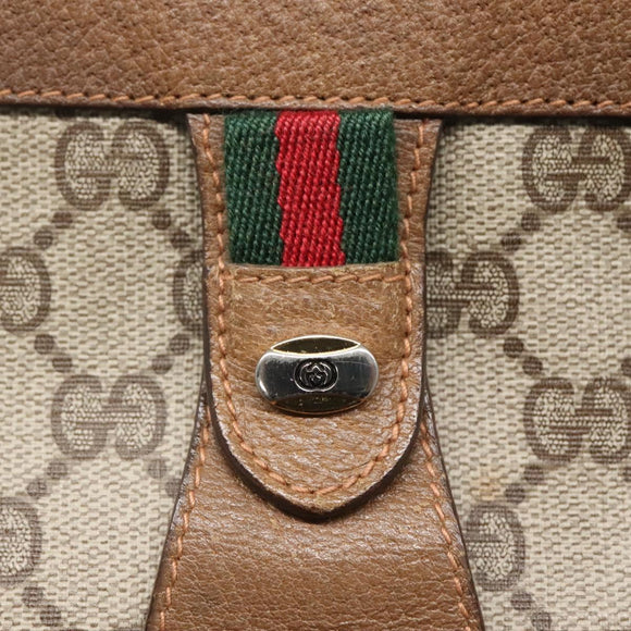 GUCCI GG Supreme Web Sherry Line Bag PVC Leather Beige 89 01 033 Auth yk18097