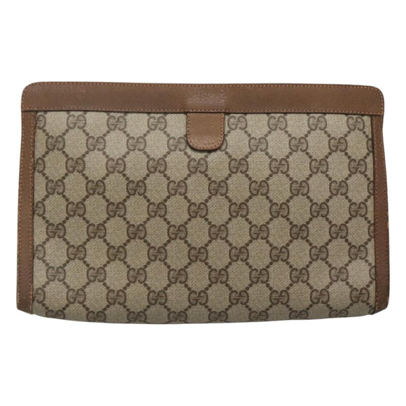 GUCCI GG Supreme Web Sherry Line Bag PVC Leather Beige 89 01 033 Auth yk18097