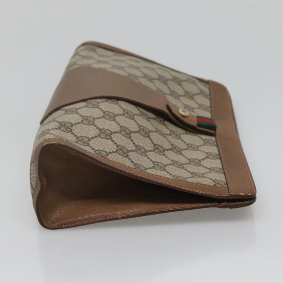 GUCCI GG Supreme Web Sherry Line Bag PVC Leather Beige 89 01 033 Auth yk18097