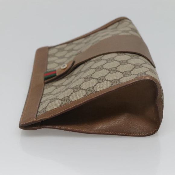 GUCCI GG Supreme Web Sherry Line Bag PVC Leather Beige 89 01 033 Auth yk18097