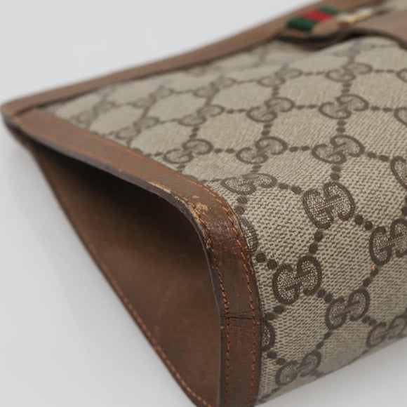 GUCCI GG Supreme Web Sherry Line Bag PVC Leather Beige 89 01 033 Auth yk18097