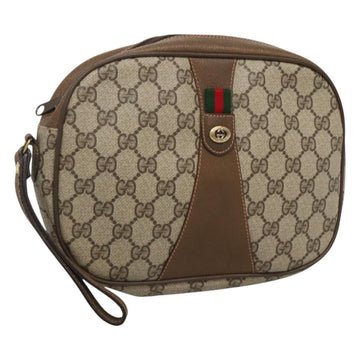 GUCCI GG Supreme Web Sherry Line Bag PVC Beige Gold 89 01 034 Auth yk18098
