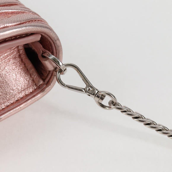 Miu Miu Matelasse Chain Shoulder Bag Leather Pink Silver 5BF069 Auth yk18111M