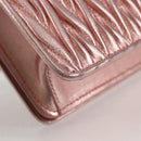 Miu Miu Matelasse Chain Shoulder Bag Leather Pink Silver 5BF069 Auth yk18111M-20