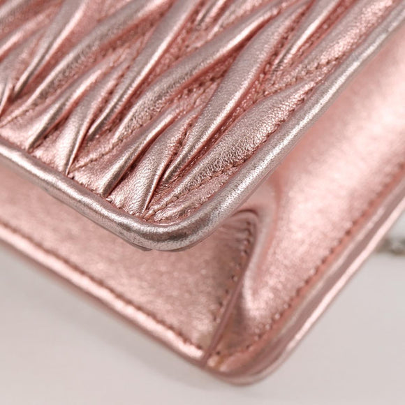 Miu Miu Matelasse Chain Shoulder Bag Leather Pink Silver 5BF069 Auth yk18111M