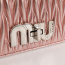 Miu Miu Matelasse Chain Shoulder Bag Leather Pink Silver 5BF069 Auth yk18111M-22