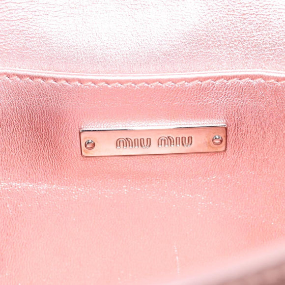 Miu Miu Matelasse Chain Shoulder Bag Leather Pink Silver 5BF069 Auth yk18111M