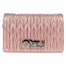 Miu Miu Matelasse Chain Shoulder Bag Leather Pink Silver 5BF069 Auth yk18111M-13