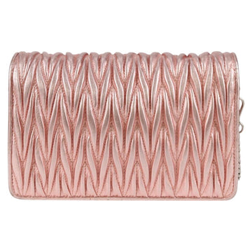 Miu Miu Matelasse Chain Shoulder Bag Leather Pink Silver 5BF069 Auth yk18111M - 0