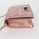 Miu Miu Matelasse Chain Shoulder Bag Leather Pink Silver 5BF069 Auth yk18111M-3