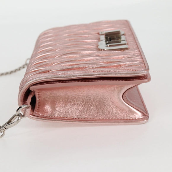 Miu Miu Matelasse Chain Shoulder Bag Leather Pink Silver 5BF069 Auth yk18111M