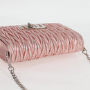 Miu Miu Matelasse Chain Shoulder Bag Leather Pink Silver 5BF069 Auth yk18111M-6